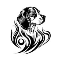 Ornamental Beagle dog portrait. Decorative illustration for logo, emblem, tattoo, embroidery, laser cutting, sublimation. vector