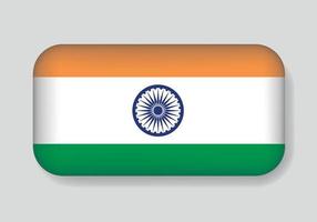 aislado de la india en un botón, diseño de bandera de ilustración vectorial vector