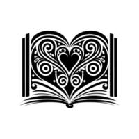 Ornamental opened book. Abstract illustration for logo, emblem, embroidery, laser cutting, sublimation. vector
