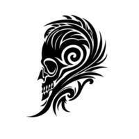 retrato de cráneo abstracto y ornamental. imagen vectorial para tatuaje, logotipo, emblema, bordado, corte por láser, sublimación. vector