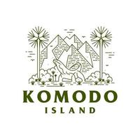 Komodo Island Line Style. Komodo National Park Vector Illustration Design EPS.10