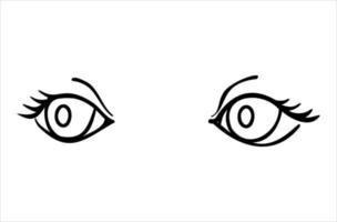 Abstract character child's eyes line art. Outline sketch drawing. vector