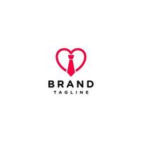 Employee tie and heart symbol line logo design. Simple logo about workers who work with love. vector