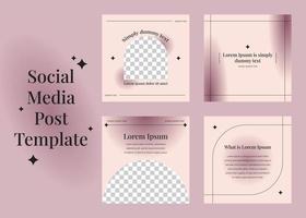 Set of aesthetic minimal square banner template for social media post. Editable microblog carousel slides template collection. Pastel pink gradient backdrops. Trendy backgrounds vector