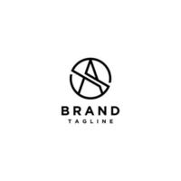 Logo design Letters A and S or S and A in a sporty minimalist line design. The clean and balanced design brings together the letters A and S into a single symbol. vector