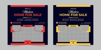 Modern real estate house sale and home rent advertising square Social media post and promotion ads discount banner vector template design.