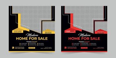 Modern real estate house sale and home rent advertising square Social media post and promotion ads discount banner vector template design.