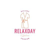 relax bathrobe warm soft cozy lines art logo design vector icon illustration template