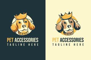 logotipo de perro mascota vectorial con corona vector