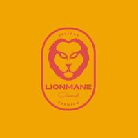 lion head short mane beast animal badge vintage logo design vector icon illustration template