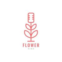 talking flowers plant garden microphone podcast minimal logo design vector icon illustration template