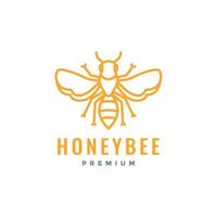 flying honey bee insect wings sting line minimal logo design vector icon illustration template