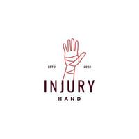 hand finger treatment sick bandage injure medical health lines minimal logo design vector icon illustration template