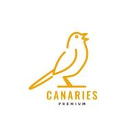 pájaro canario cantando en voz alta colas largas líneas arte mínimo diseño de logotipo vector icono ilustración plantilla