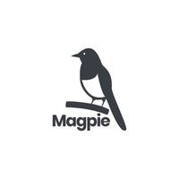 magpie bird perched on branch exotics isolated modern colored logo design vector icon illustration template