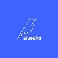 animal perched blue bird simple line logo design vector icon illustration template