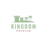 gate monument castle kingdom with palm tree logo design vector icon illustration template