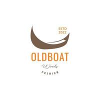 coble barco madera pescado tradicional vela océano hipster logotipo diseño vector icono ilustración plantilla