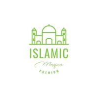 islamic dome mosque pray muslim minimal line logo design vector icon illustration template