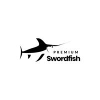 mar océano pescado pez espada rápido natación pesca comida aislado logotipo diseño vector icono ilustración plantilla