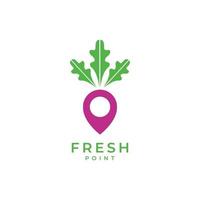 pin map location with fresh vegetables shop market logo design vector icon illustration template