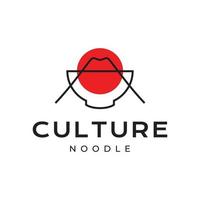 japanese food noodle bowl culture delicious recipe mountain fuji logo design vector icon illustration template