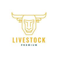 head horned animal livestock cattle cow quality logo design vector icon illustration template