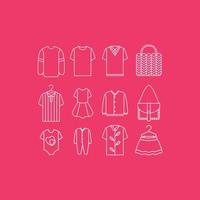 outfit set baby daughter son shopping bag lines minimal icon vector