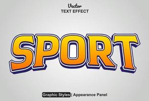 efecto de texto deportivo con estilo gráfico y editable. vector