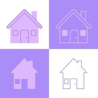 Set home business icon, flat and solid color vector