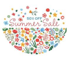 Summer Sale off vector banner flower print