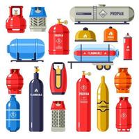 Gas cylinder and containers with petroleum vector