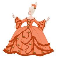 Baroque or rococo, woman in traditional dress vector