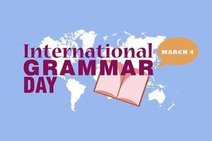 international grammar day, march 4. element with world book and map. very suitable for background, banner vector