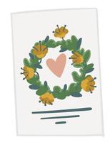 tarjeta de invitación con follaje y corazón, guardar fecha vector