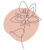 Minimalist flower drawn in continuous line art vector