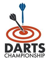 Darts championship, banner with arrows and target vector