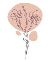 Botany minimalist sketch, spring flower blossom vector