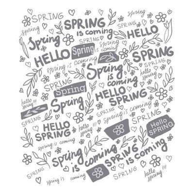 Hello spring, card with inscriptions and flowers