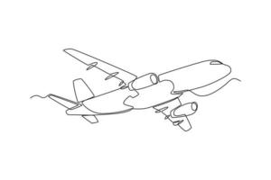 Single one line drawing airplane. Air transportation concept. Continuous line draw design graphic vector illustration.