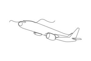 Single one line drawing airplane. Air transportation concept. Continuous line draw design graphic vector illustration.