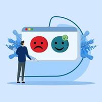 Feedback and review concept. Fill out the character survey form and give a positive or negative opinion. identify customer satisfaction and complaints. Customer service and user experience concept. vector