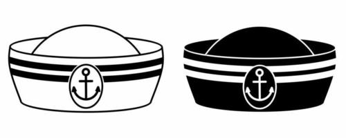 conjunto de iconos de sombrero de marinero aislado sobre fondo blanco vector