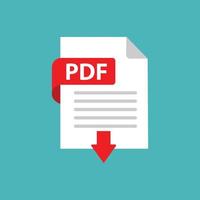 Document text on white background. Pdf icon. Archive business concept. Download PDF file. Downloading document sign. flat style. vector
