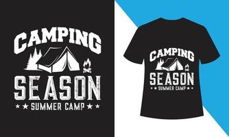 diseño de camiseta de campamento de verano de temporada de camping vector