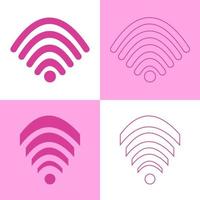 Set wifi icon shape, flat design cute color vector