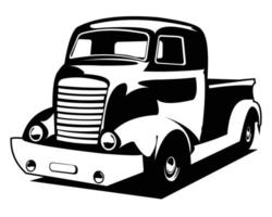 Silueta de camión chevy coe de los años 40. vista de fondo blanco aislado desde un lado. mejor para el logotipo del concepto de placa. EPS 10 disponible. vector