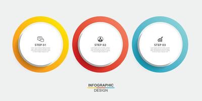 Infographics circle timeline with 3 number data template. Vector illustration abstract background.