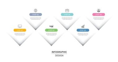 Plantilla de índice de forma de diamante cuadrado de infografía de 6 datos. fondo abstracto de ilustración vectorial. vector