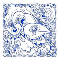 Vector abstract ethnic and culture doodle illustration in blue color for background